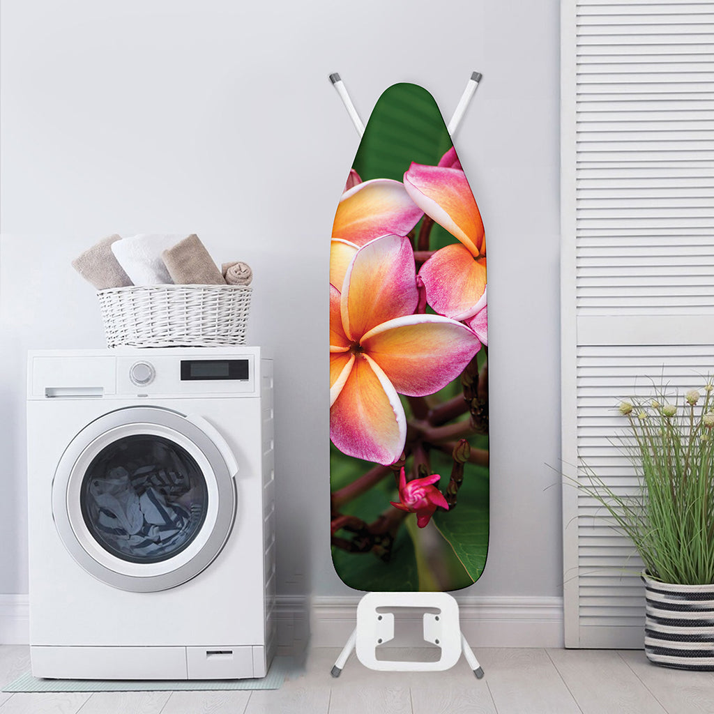 Pink And Yellow Plumeria Flower Print Ironing Board Cover