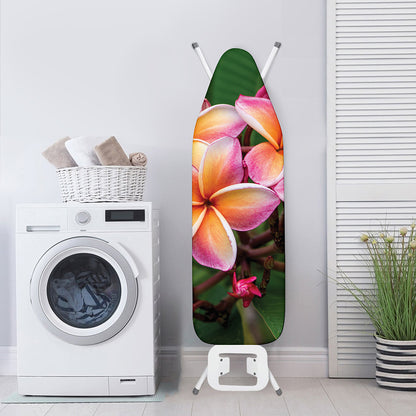Pink And Yellow Plumeria Flower Print Ironing Board Cover