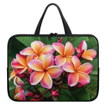 Pink And Yellow Plumeria Flower Print Laptop Sleeve With Handle