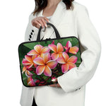 Pink And Yellow Plumeria Flower Print Laptop Sleeve With Handle