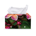 Pink And Yellow Plumeria Flower Print Leather Tissue Box Cover