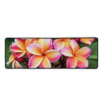 Pink And Yellow Plumeria Flower Print Long Kitchen Mat