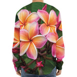 Pink And Yellow Plumeria Flower Print Long Sleeve Baseball Jersey
