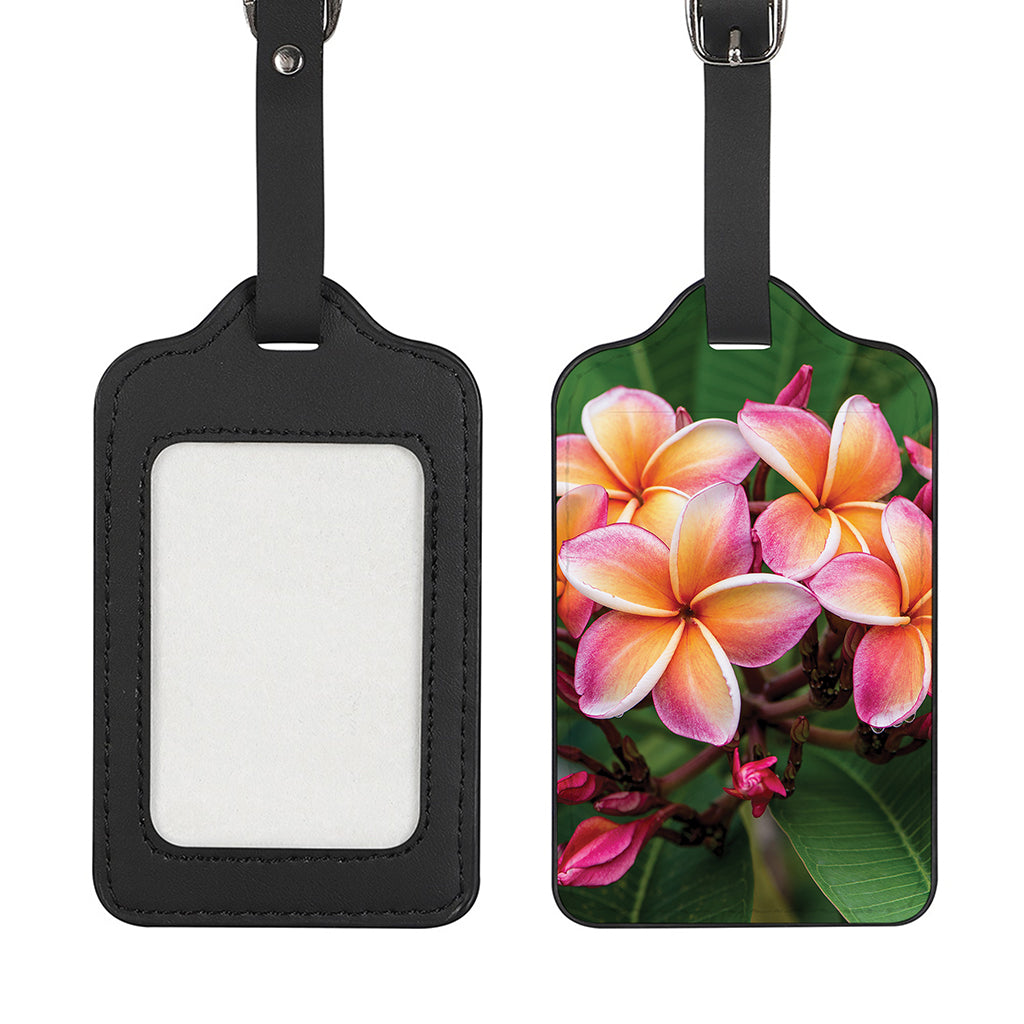 Pink And Yellow Plumeria Flower Print Luggage Tag