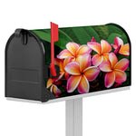 Pink And Yellow Plumeria Flower Print Mailbox Cover