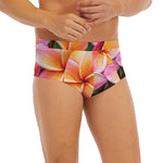 Pink And Yellow Plumeria Flower Print Men's Briefs