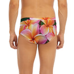 Pink And Yellow Plumeria Flower Print Men's Briefs