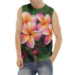 Pink And Yellow Plumeria Flower Print Men's Fitness Tank Top