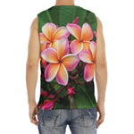 Pink And Yellow Plumeria Flower Print Men's Fitness Tank Top