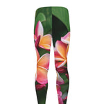 Pink And Yellow Plumeria Flower Print Men's leggings
