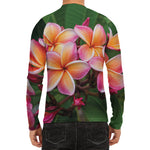 Pink And Yellow Plumeria Flower Print Men's Long Sleeve Rash Guard