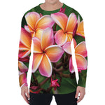 Pink And Yellow Plumeria Flower Print Men's Long Sleeve T-Shirt