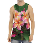 Pink And Yellow Plumeria Flower Print Men's Muscle Tank Top