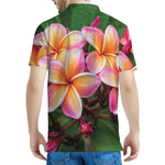 Pink And Yellow Plumeria Flower Print Men's Polo Shirt