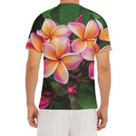 Pink And Yellow Plumeria Flower Print Men's Short Sleeve Rash Guard
