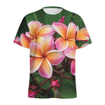 Pink And Yellow Plumeria Flower Print Men's Sports T-Shirt