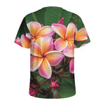 Pink And Yellow Plumeria Flower Print Men's Sports T-Shirt