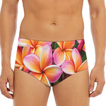 Pink And Yellow Plumeria Flower Print Men's Triangle Swim Briefs