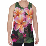 Pink And Yellow Plumeria Flower Print Men's Velvet Tank Top