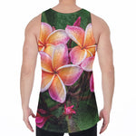 Pink And Yellow Plumeria Flower Print Men's Velvet Tank Top