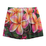 Pink And Yellow Plumeria Flower Print Mesh Shorts