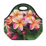 Pink And Yellow Plumeria Flower Print Neoprene Lunch Bag