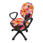Pink And Yellow Plumeria Flower Print Office Chair Cover