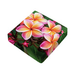 Pink And Yellow Plumeria Flower Print Outdoor Seat Cushion Cover