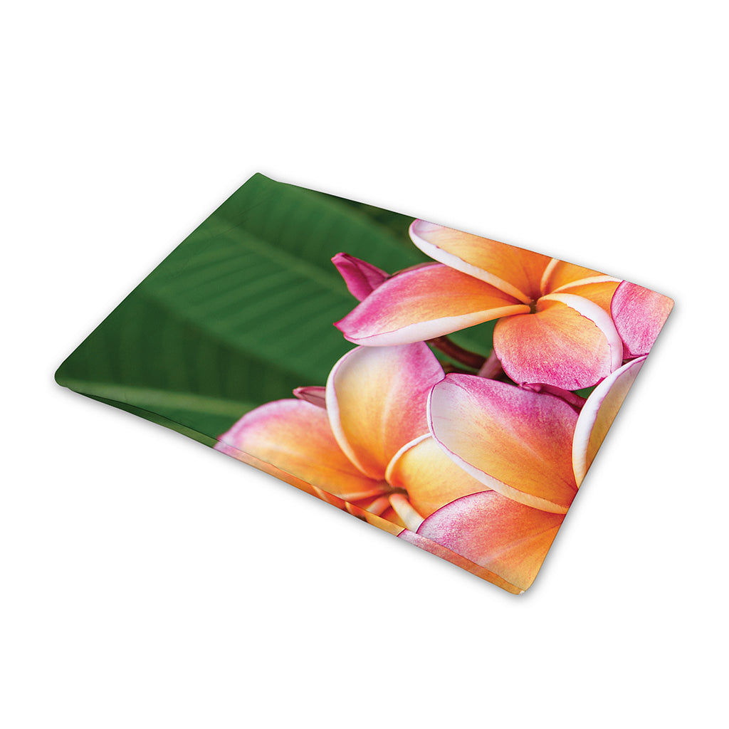 Pink And Yellow Plumeria Flower Print Pet Cooling Mat Cover
