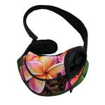 Pink And Yellow Plumeria Flower Print Pet Sling Carrier