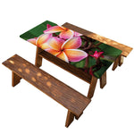 Pink And Yellow Plumeria Flower Print Picnic Table Cover
