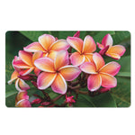 Pink And Yellow Plumeria Flower Print Polyester Doormat