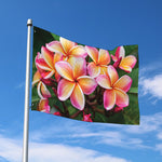 Pink And Yellow Plumeria Flower Print Polyester Flag
