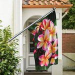 Pink And Yellow Plumeria Flower Print Polyester Flag