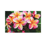 Pink And Yellow Plumeria Flower Print Polyester Flag