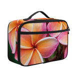 Pink And Yellow Plumeria Flower Print Portable Lunch Bag