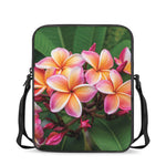 Pink And Yellow Plumeria Flower Print Rectangular Crossbody Bag
