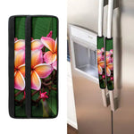 Pink And Yellow Plumeria Flower Print Refrigerator Handle Covers