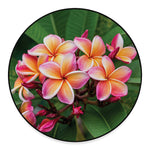 Pink And Yellow Plumeria Flower Print Round Floor Mat
