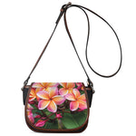 Pink And Yellow Plumeria Flower Print Saddle Bag