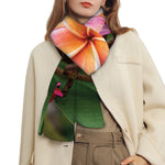 Pink And Yellow Plumeria Flower Print Scarf