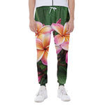 Pink And Yellow Plumeria Flower Print Scuba Joggers