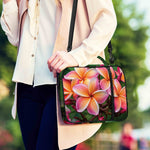 Pink And Yellow Plumeria Flower Print Shoulder Strap Bible Bag