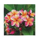 Pink And Yellow Plumeria Flower Print Silk Bandana