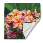 Pink And Yellow Plumeria Flower Print Silk Bandana