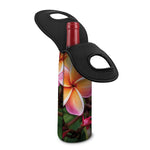 Pink And Yellow Plumeria Flower Print Single Neoprene Wine Tote