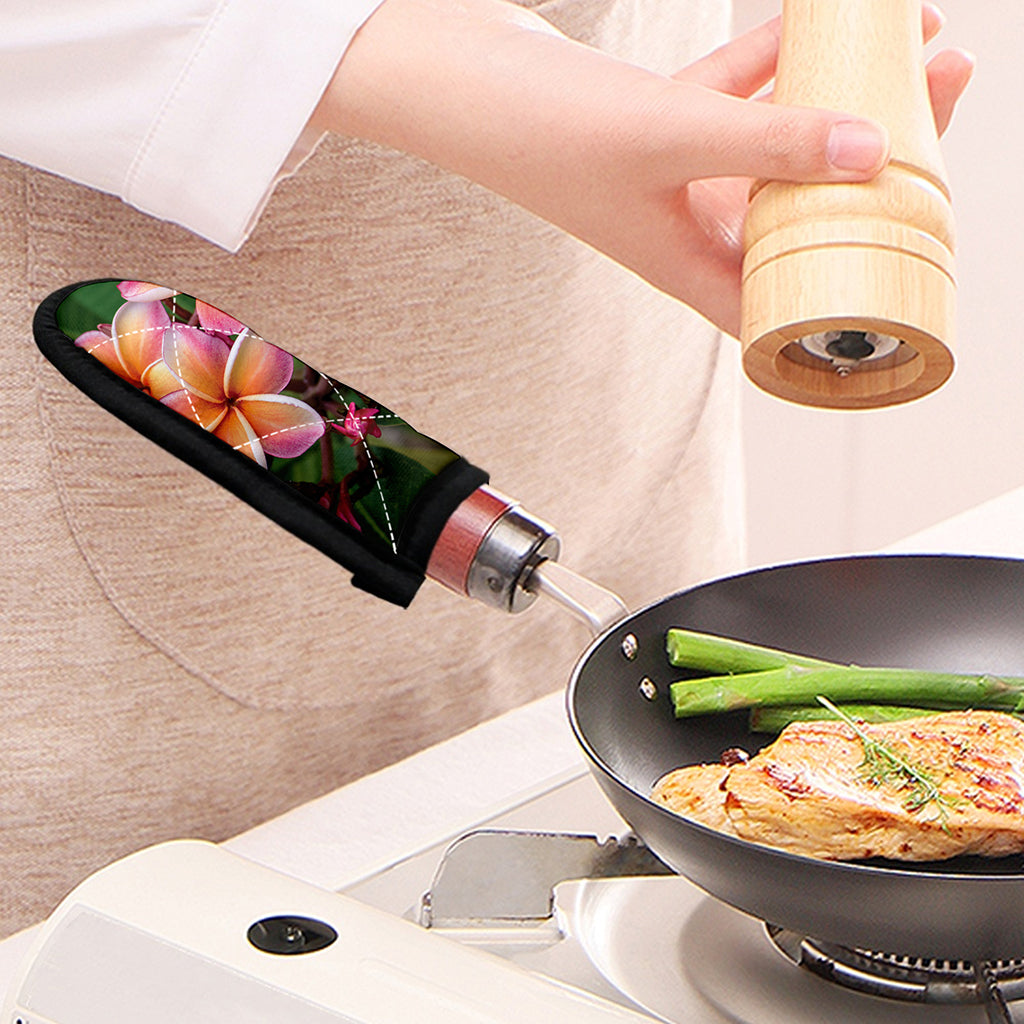 Pink And Yellow Plumeria Flower Print Skillet Handle Cover