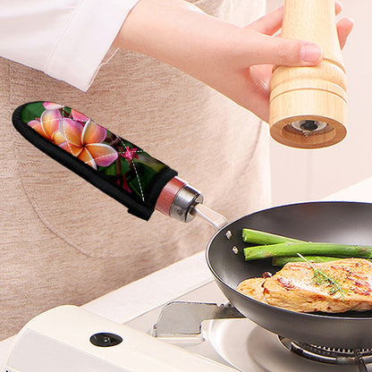 Pink And Yellow Plumeria Flower Print Skillet Handle Cover