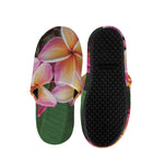 Pink And Yellow Plumeria Flower Print Slippers