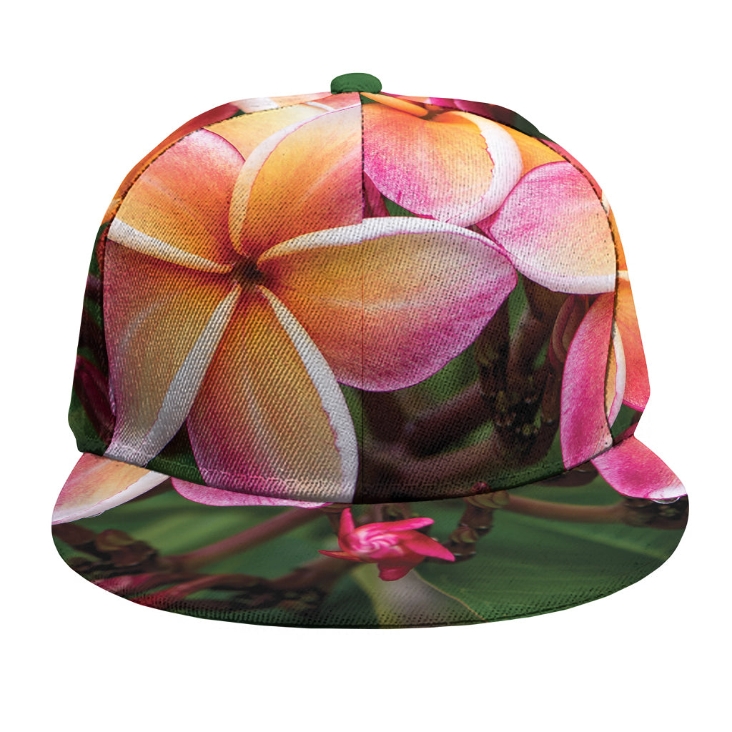 Pink And Yellow Plumeria Flower Print Snapback Cap